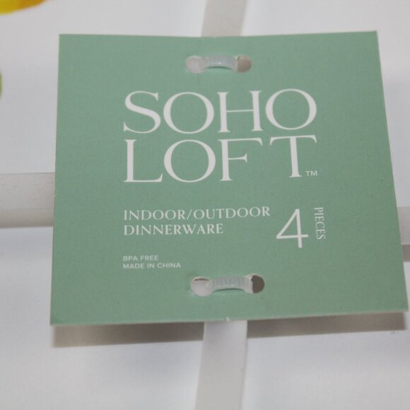 Soho Loft Dinner Plates Lemon White Yellow Set of 4 Melamine 10.5" Summer NWT - Picture 2 of 7